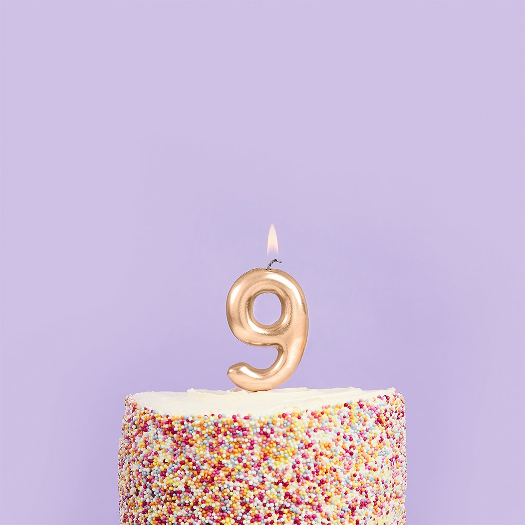 Lumanare Cifra Aurie '9'