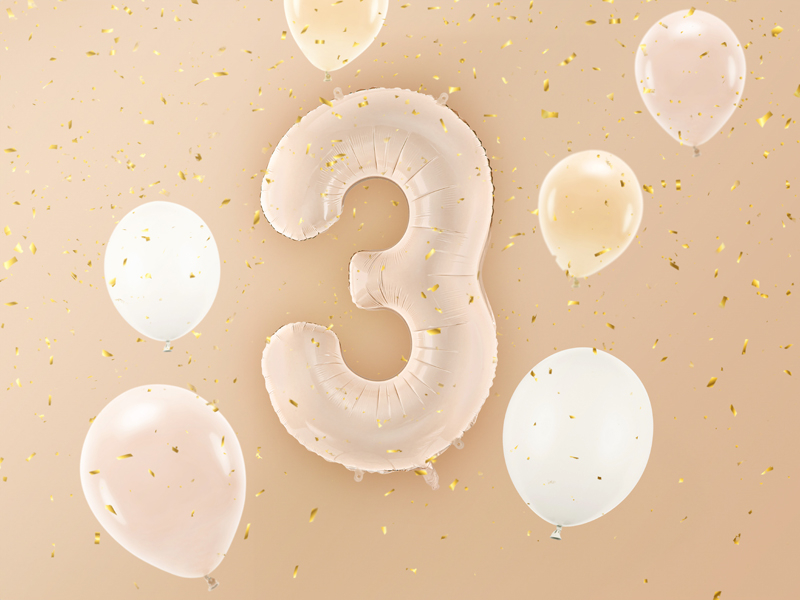 Balon folie cifra 3 Bej inchis 72cm