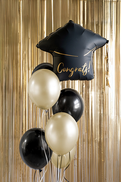 Balon Folie Sapca "Congrats!", 53x44cm, negru/auriu