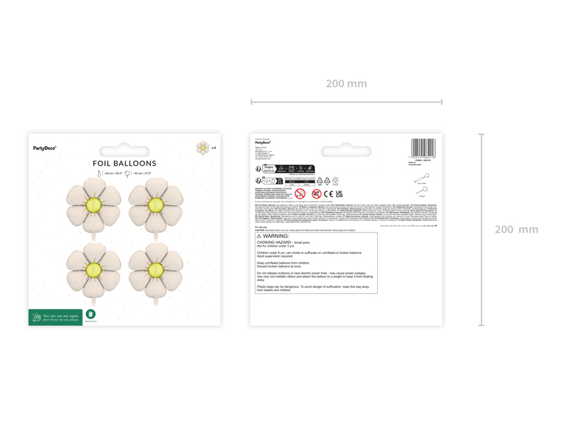 Set 4 Baloane Margarete, PartyDeco, bej/galben, 65x45cm