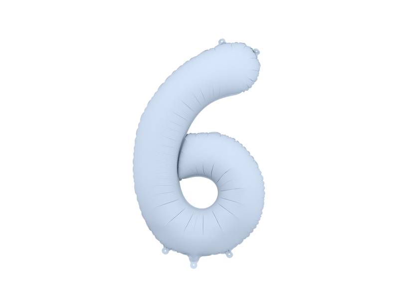 Balon din Folie, Cifra 6, 86cm, Albastru Deschis Mat