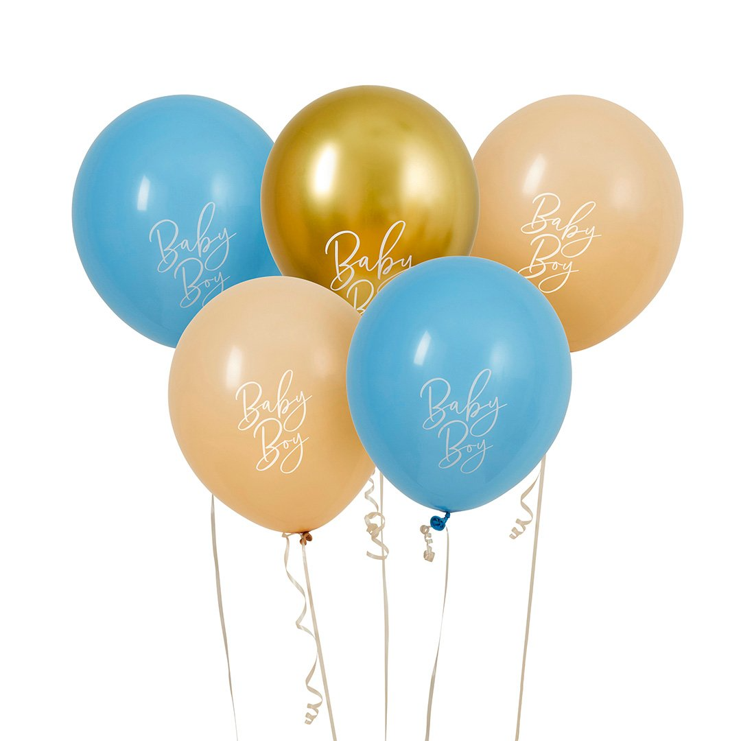 Set 5 Baloane „Baby Boy”, Hootyballoo, 30 cm, Multicolor