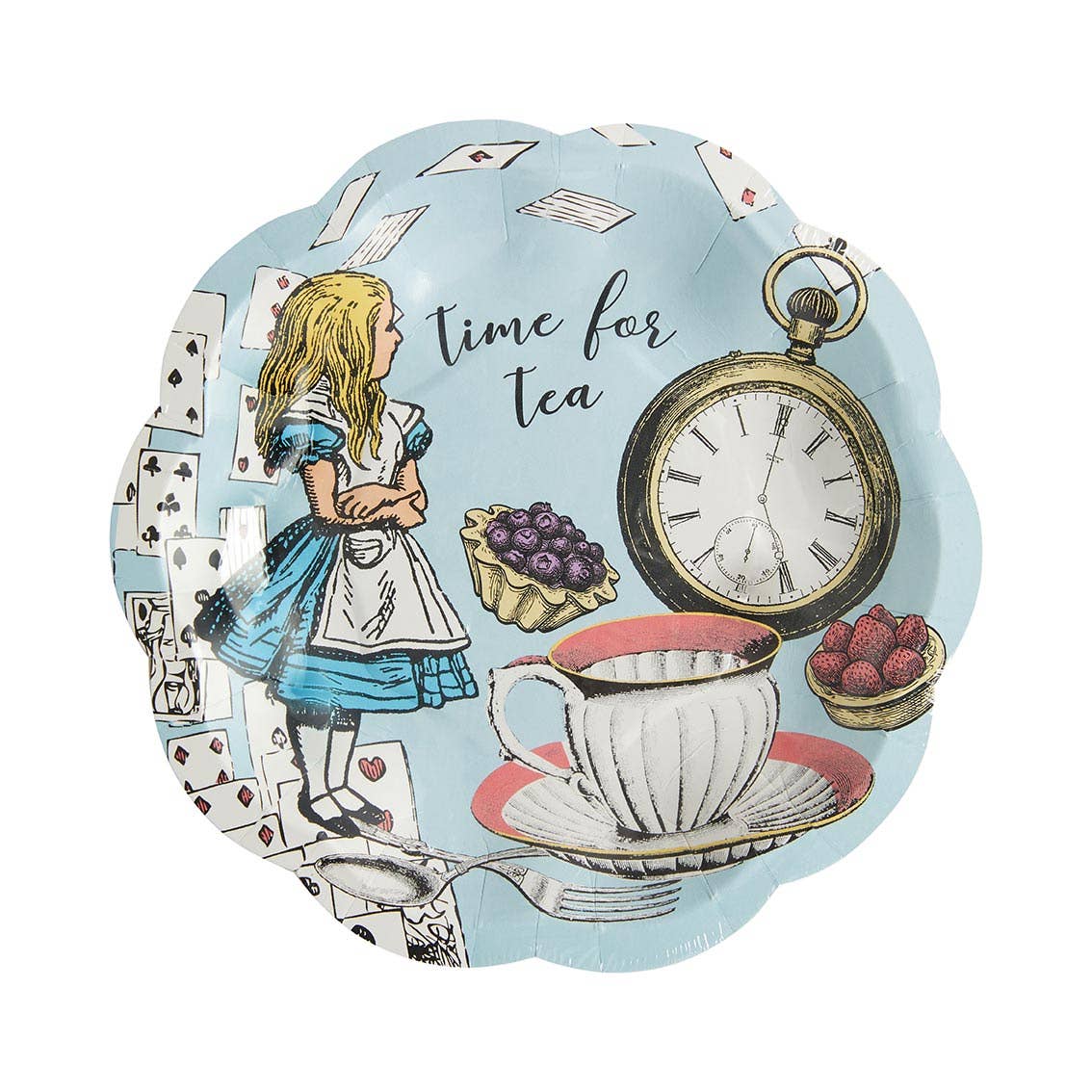 Farfurii din Hârtie Alice în Țara Minunilor Albastre | Set 12 Bucăți | 17,5 cm