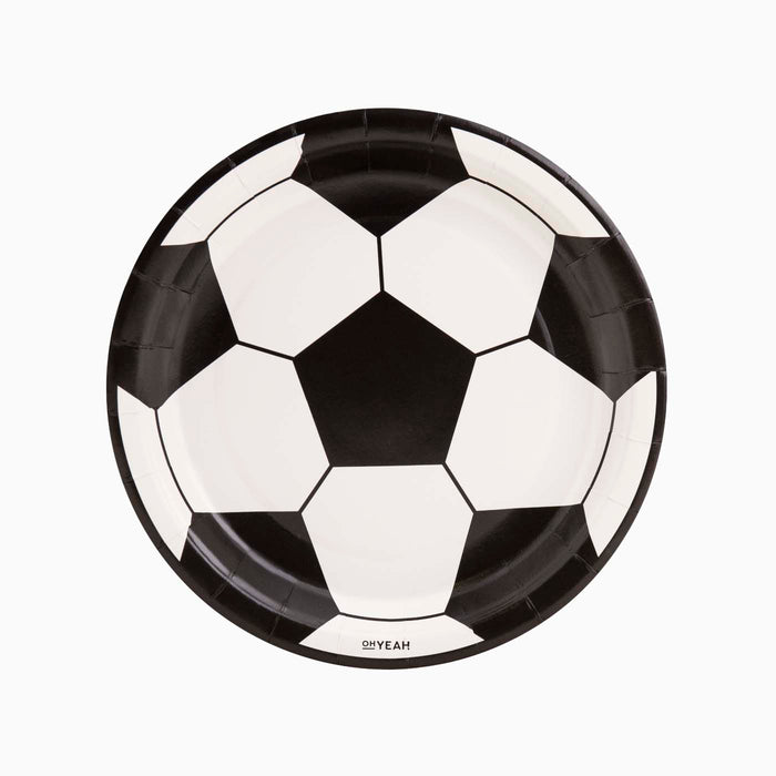 Farfurii Minge de fotbal (6 buc) 23 cm, alb/negru, tematică sport ⚽