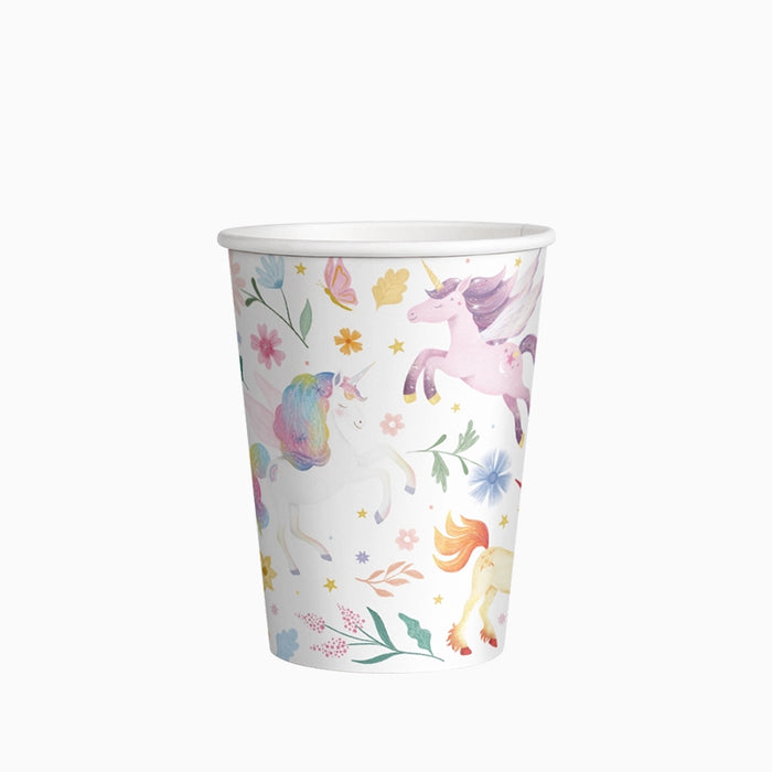 Pahare din carton „Magical Unicorns” (10 buc) 270 ml, multicolor