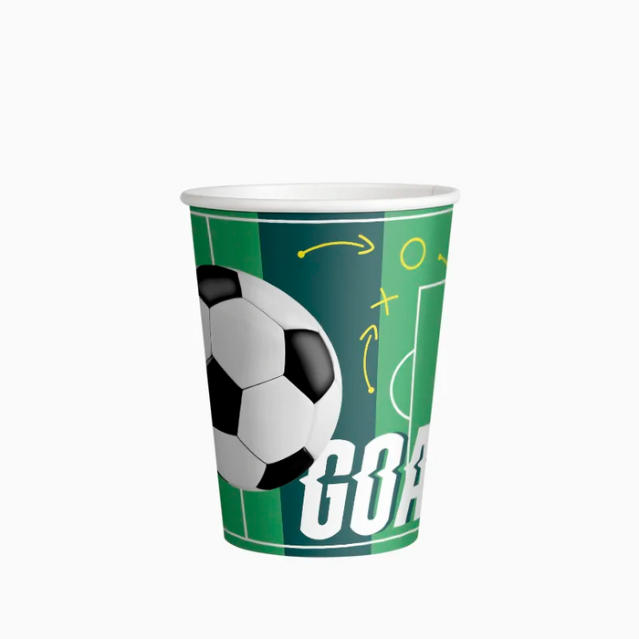 Pahare fotbal (10 buc) 270 ml, alb/negru,  biodegradabil