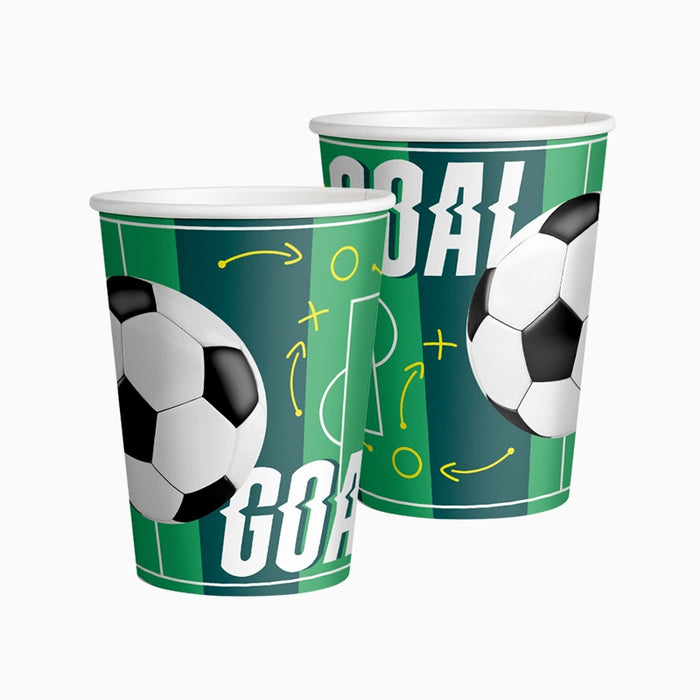 Pahare fotbal (10 buc) 270 ml, alb/negru,  biodegradabil