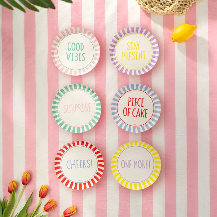 Farfurii „Happy Vibes” (6 buc) 18cm, curcubeu