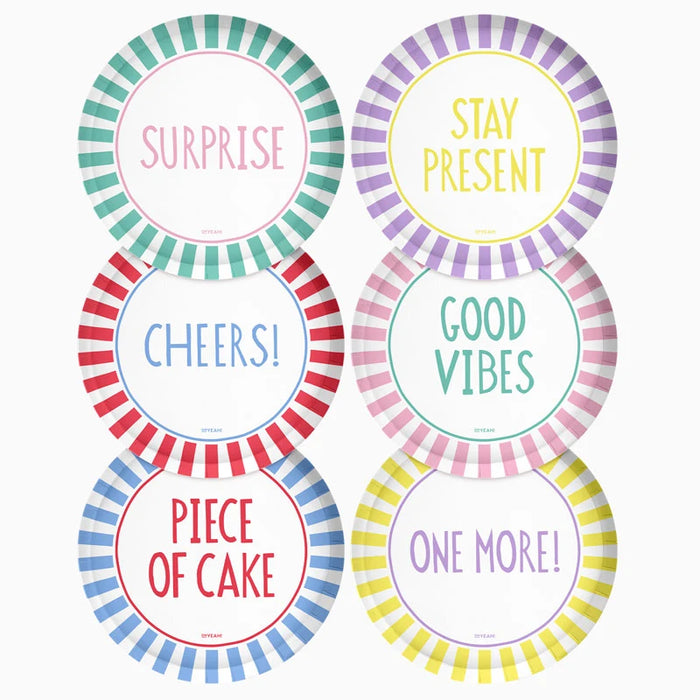 Farfurii „Happy Vibes” (6 buc) 18cm, curcubeu