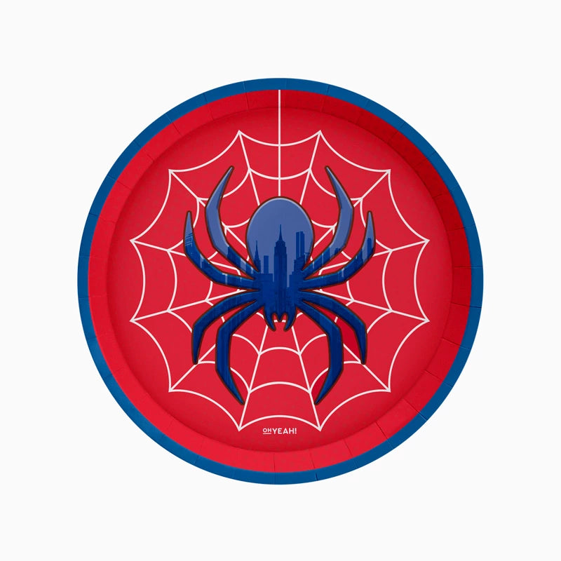 Farfurie Spider roșie cu păianjen albastru și pânză de păianjen albă, diametru 23 cm