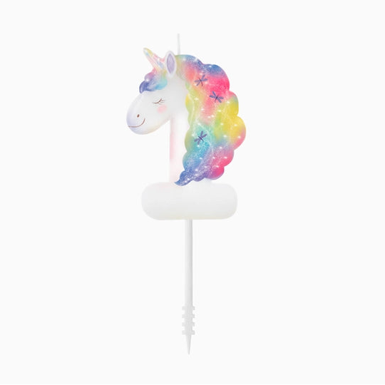 Lumânare cifră 1 „Magical Unicorns” 6 cm, Prima Aniversare