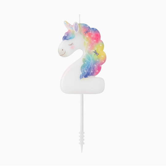 Lumânare cifră 2 „Magical Unicorns” 6 cm