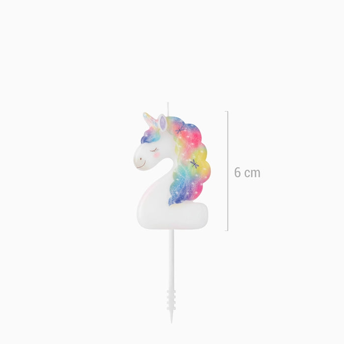 Lumânare cifră 2 „Magical Unicorns” 6 cm