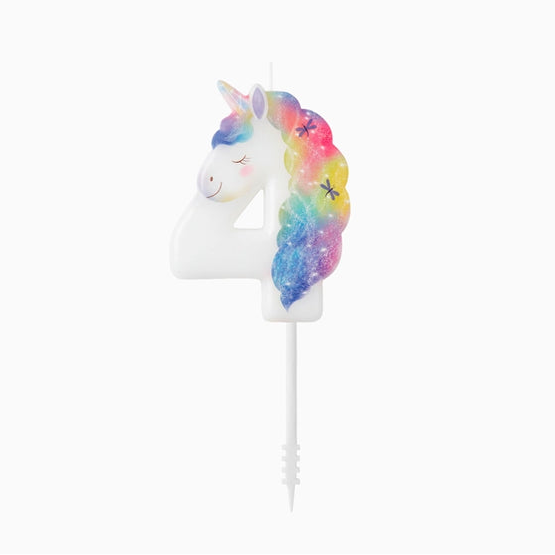 Lumânare cifră 4 „Magical Unicorns” 6 cm