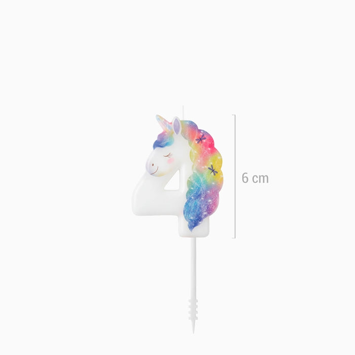 Lumânare cifră 4 „Magical Unicorns” 6 cm