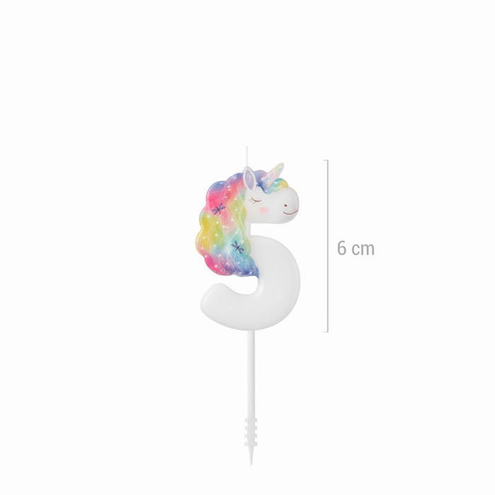 Lumânare cifră 5 „Magical Unicorns” 6 cm