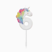 Lumânare cifră 6 „Magical Unicorns” 6 cm
