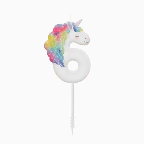 Lumânare cifră 6 „Magical Unicorns” 6 cm