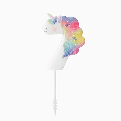Lumânare cifră 7 „Magical Unicorns” 6 cm