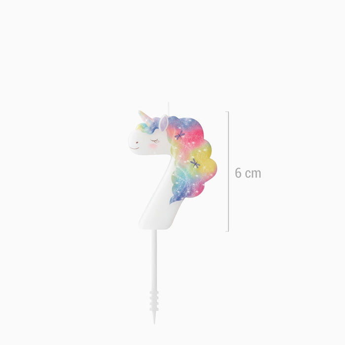Lumânare cifră 7 „Magical Unicorns” 6 cm