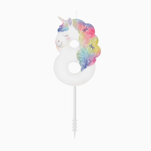 Lumânare cifră 8 „Magical Unicorns” 6 cm
