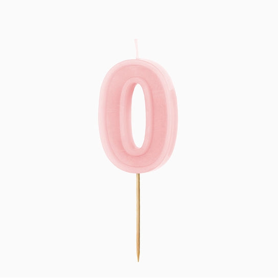 Lumânare cifră 0 roz pastel