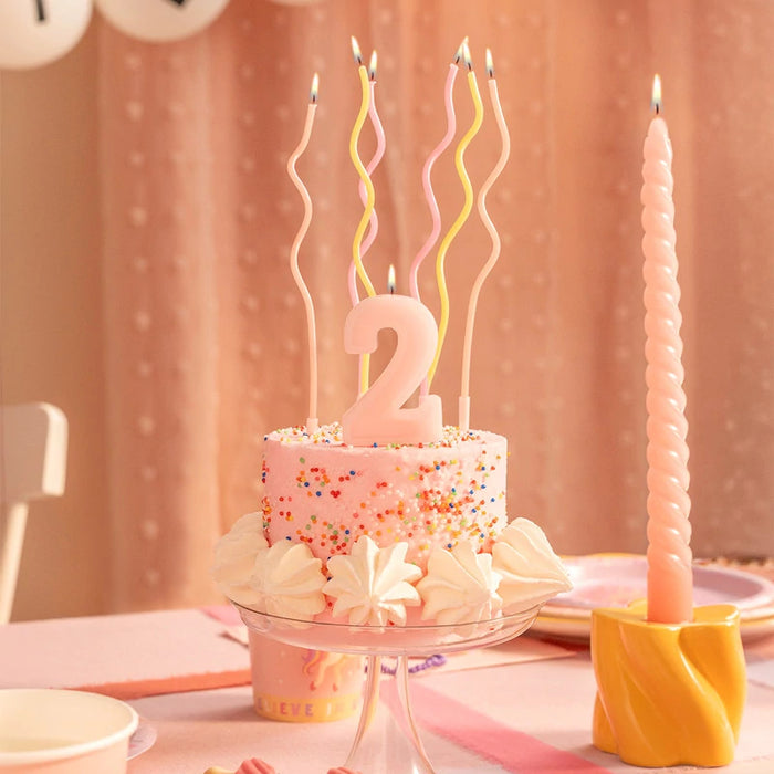 Lumânare cifră 2 roz pastel