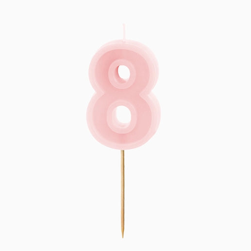 Lumânare cifră 8 roz pastel