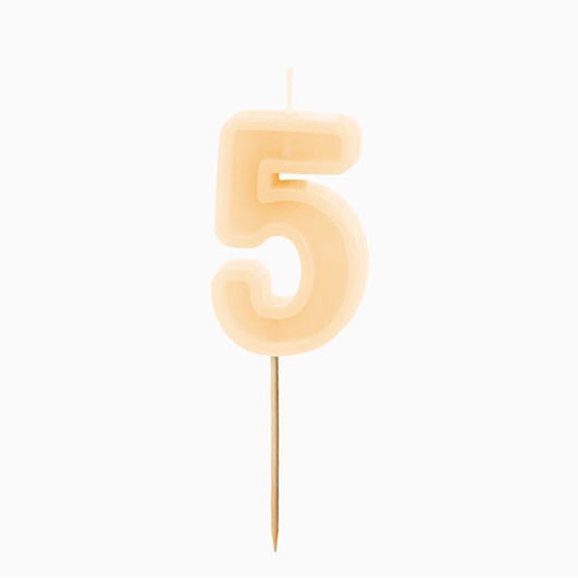 Lumânare cifră 5 crem
