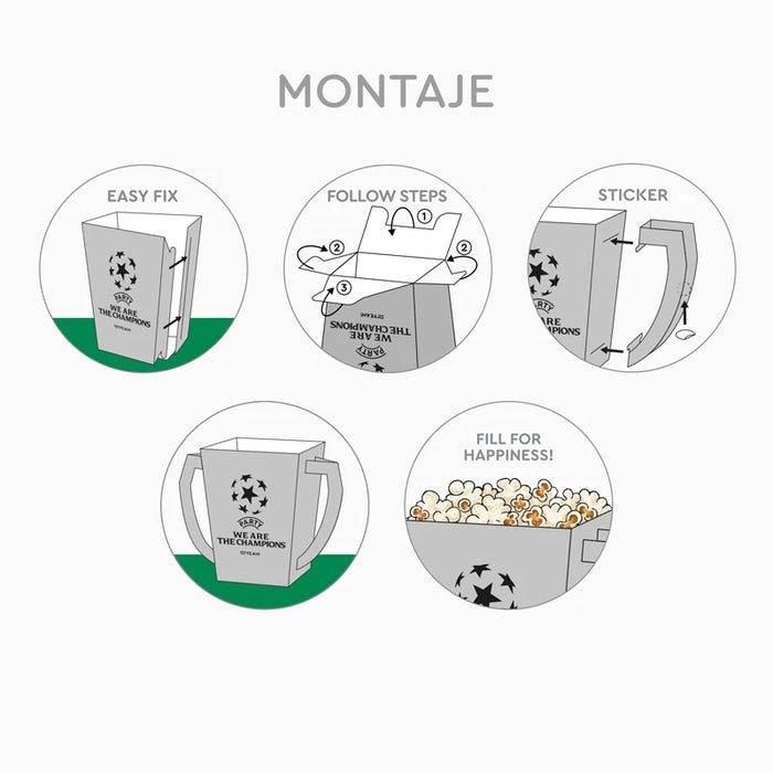 Cutii popcorn/gustari Fotbal (6 buc) 7x7x12.5cm, tematică fotbal