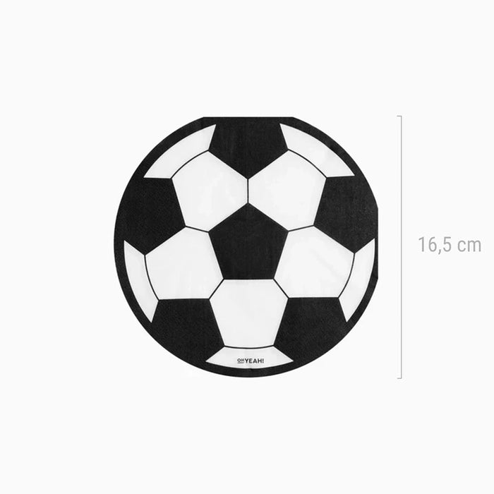 Șervețele Football Ball (20 buc) 16cm, alb/negru, tematică fotbal