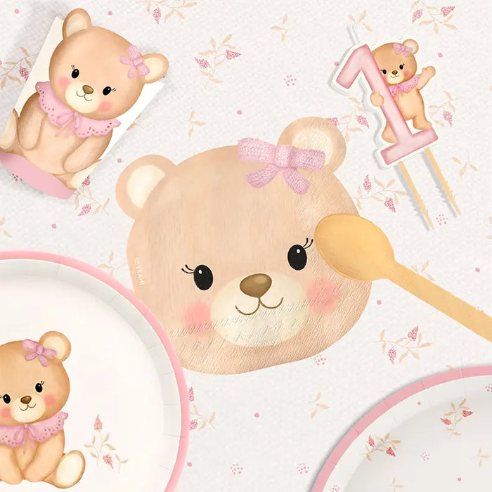 Lumânare cifră 1 Bear, roz, prima aniversare