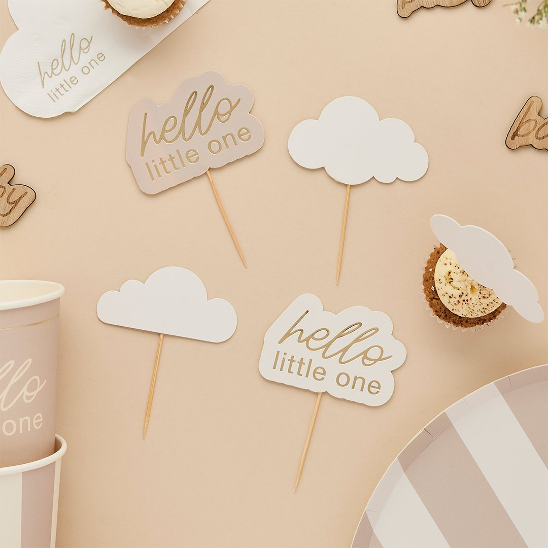 Toppere brioșe „Cloud & Hello Little One” (12 buc) baby shower