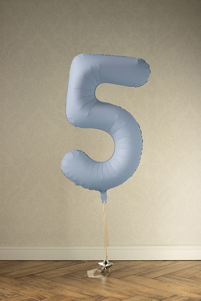 Balon din Folie, Cifra 5, 86cm, Albastru Deschis mat