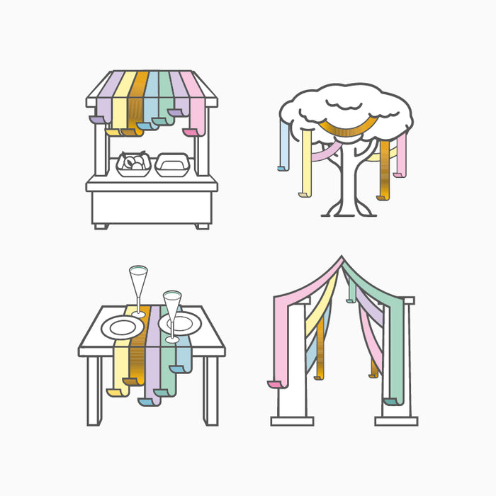 Set benzi decorative hartie creponata OHYEAH!, 14 buc, pastel, 4.5cm x 10m