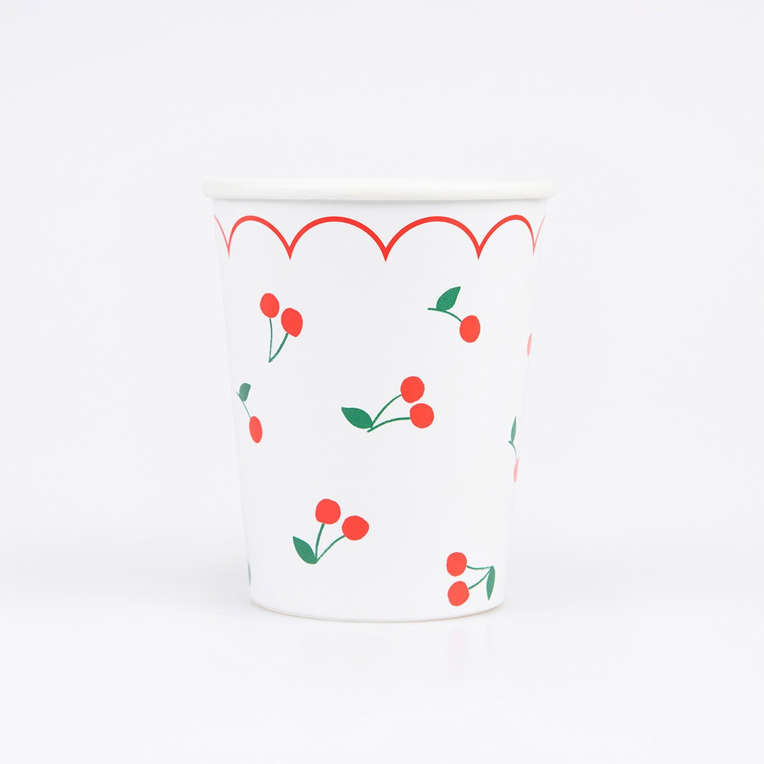 Pahare din hârtie cu model cireșe (8 buc) Meri Meri
