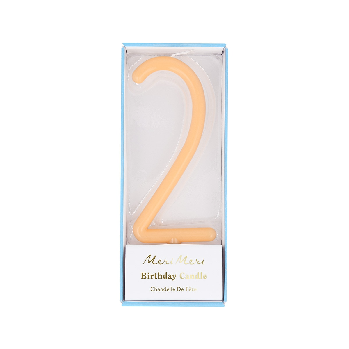 Lumânare portocaliu deschis cu cifra 2 (12 cm) Meri Meri