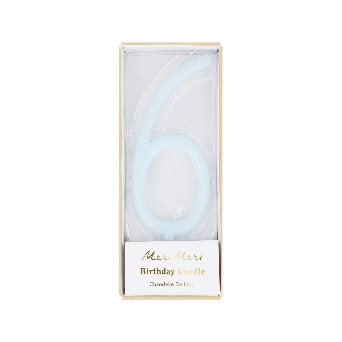 Lumânare albastru deschis cu cifra 6 (12 cm) Meri Meri