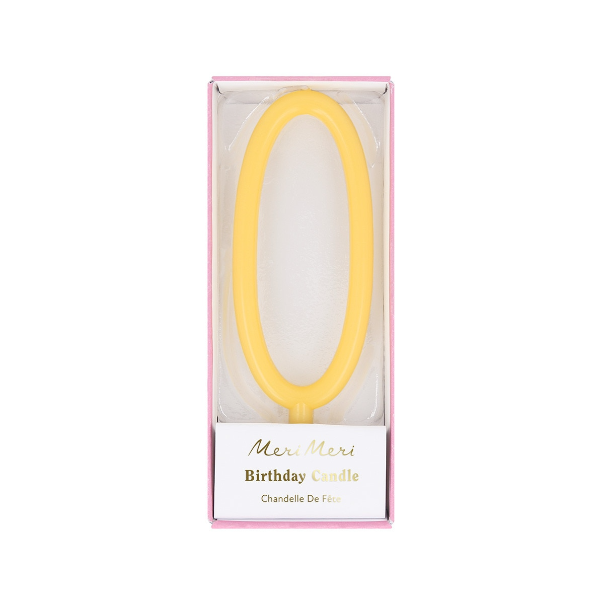 Lumânare galbenă cu cifra 0 Meri Meri 12cm