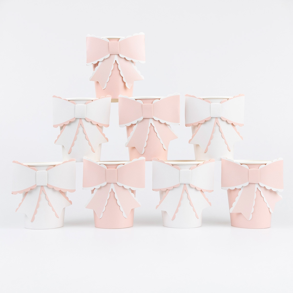 Pahare de hârtie cu fundiță și margine ondulată (8 buc) Meri Meri