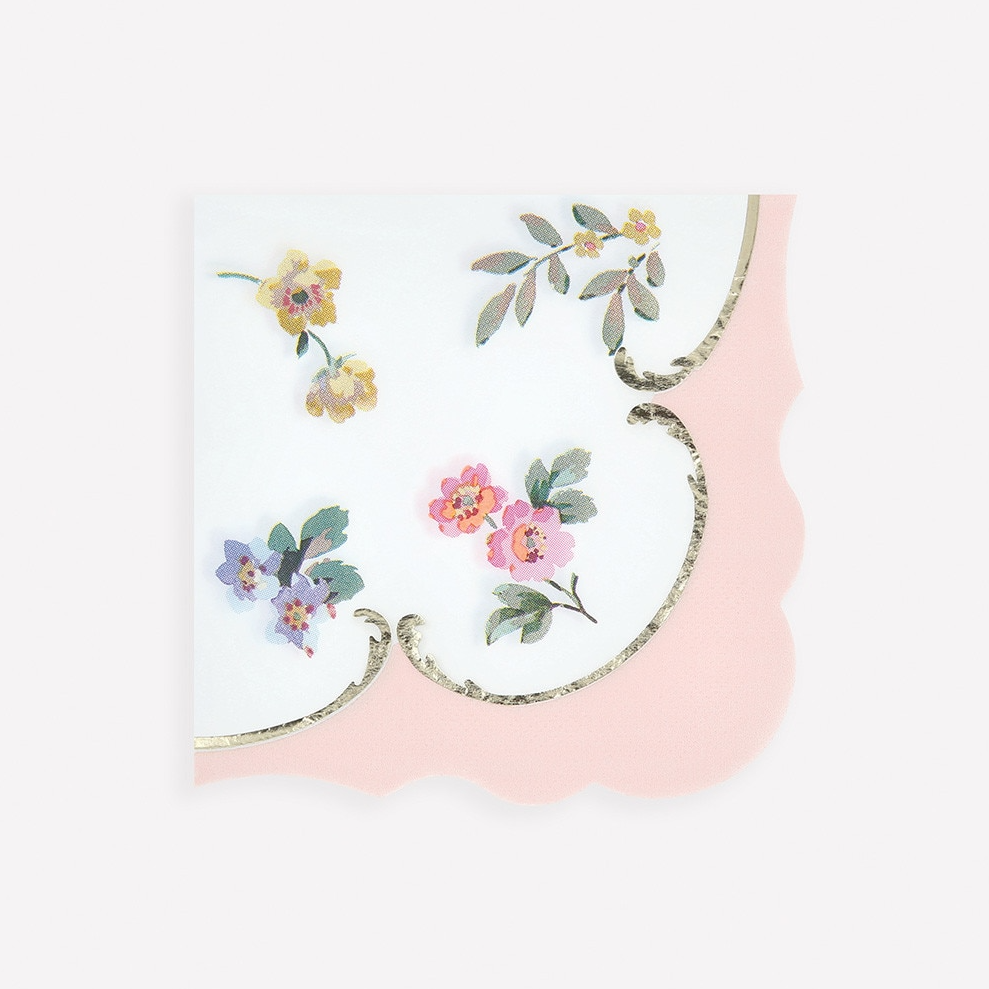 Șervețele mici florale cu detalii aurii Rococo Posy (16 buc) 12.7 cm Meri Meri