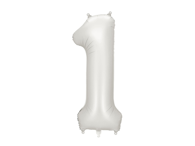 Balon din Folie, Cifra 1, 86cm Argintiu