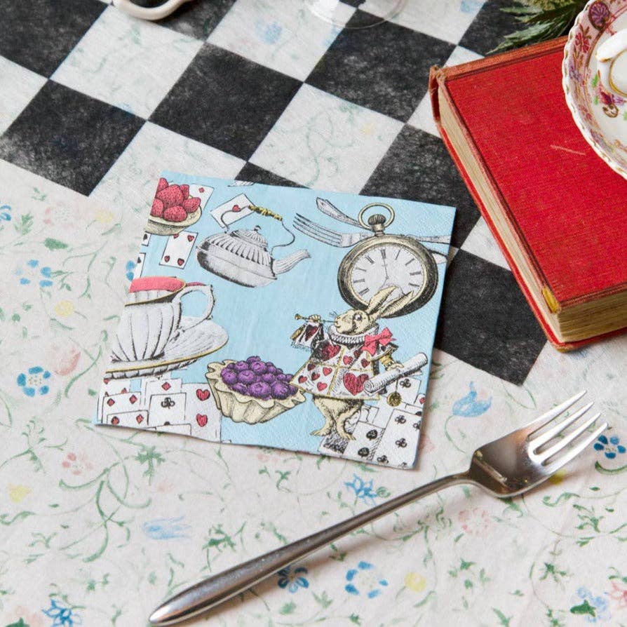 Șervețele Alice în Țara Minunilor Albastre | Set 20 Bucăți | 25 x 25 cm