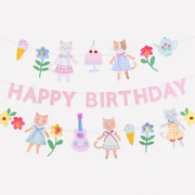 Banner si ghirlanda Happy Birthday „Kitten Club” 1.8 m, Meri Meri