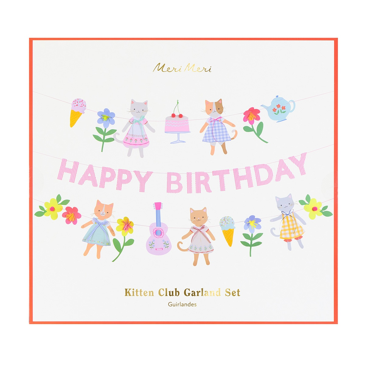 Banner si ghirlanda Happy Birthday „Kitten Club” 1.8 m, Meri Meri