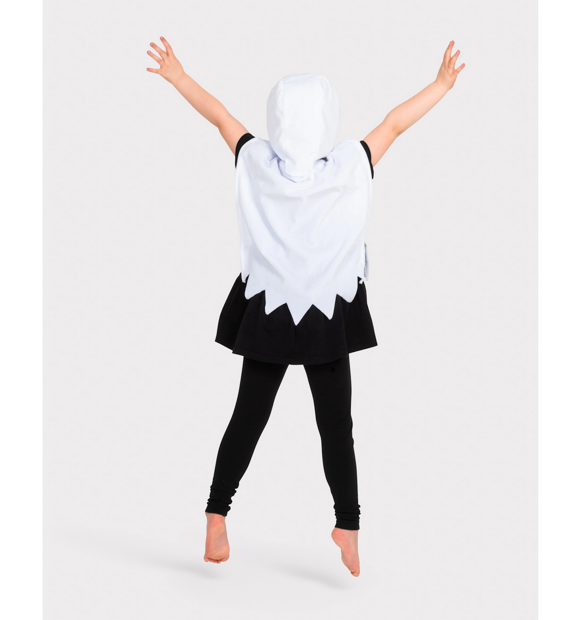 Pelerină albă de fantomă cu glugă pentru copii 1–4 ani, costum de Halloween