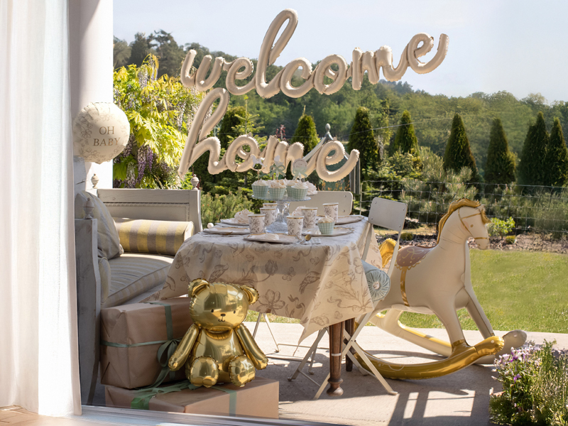 Balon din folie „Welcome Home”, cappuccino, 258 x 55 cm