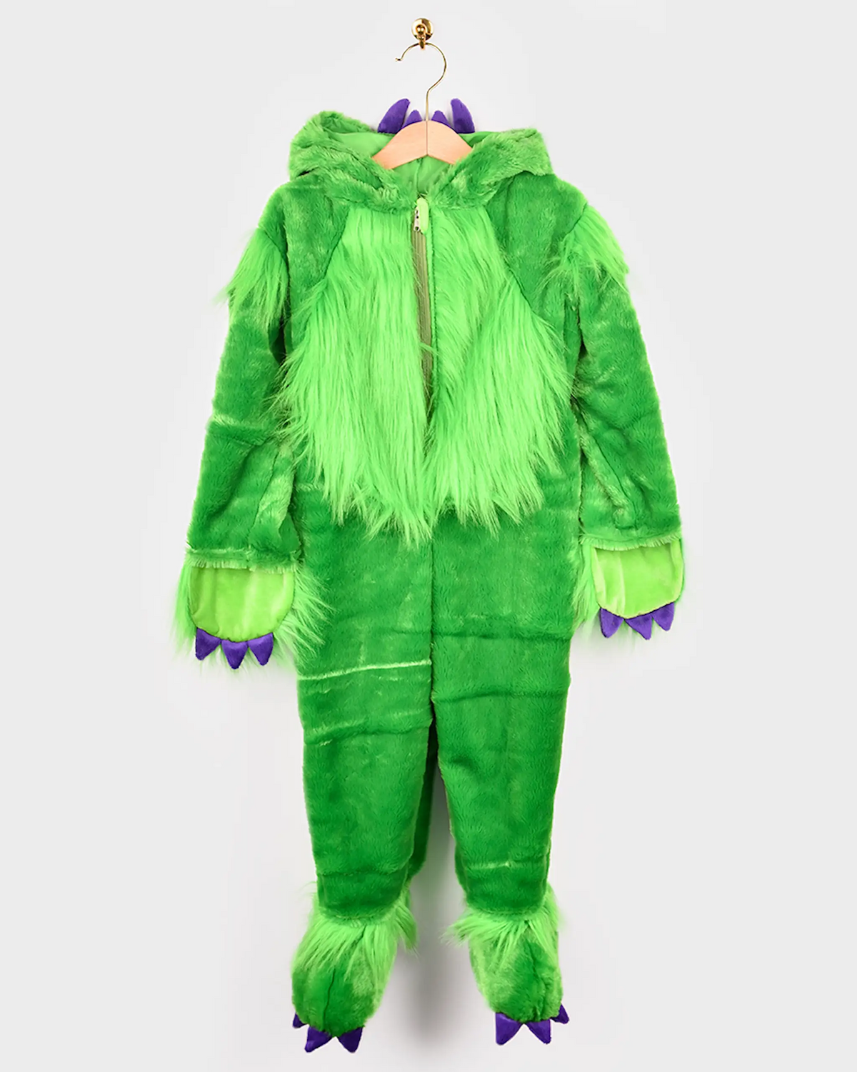 Costum Monstru Verde pentru Copii – Salopetă cu Glugă, 4–6 ani