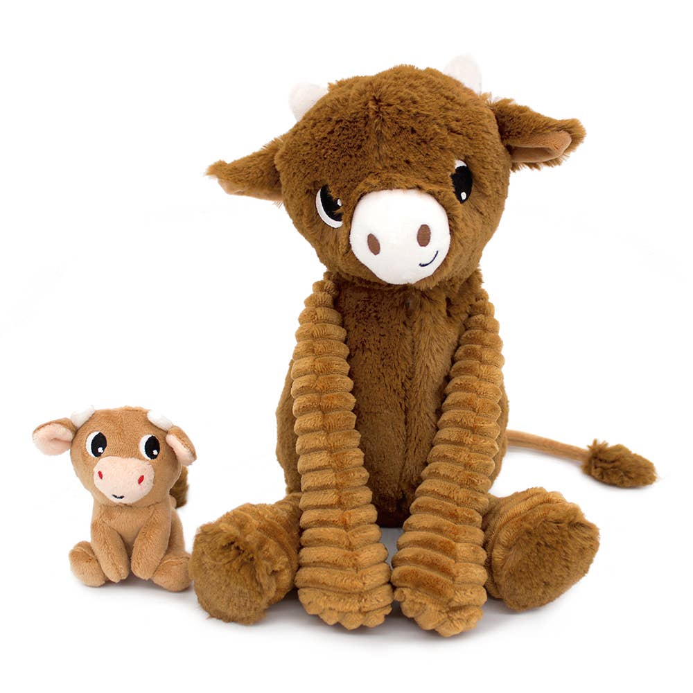 Vacă pluș Mum & Baby maro „Les Ptipotos” 25cm 🐮