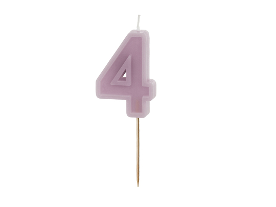 Lumanare pentru tort cifra 4 mov pastel